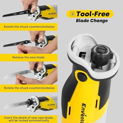 ENVENTOR 20V Cordless Reciprocating Saw with 2 Packs 2.0Ah Batteries, Fast Charger, Brushless Power, 5 Saw Blades for Wood, Plastic Cutting in Kuwait