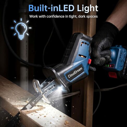 CloudDream Cordless Reciprocating Saw,21V Brushless Motor,0-3500 SPM | Tool-Free Blade Change, 2x2.0Ah Batteries, 6 Blades Included, Wood/Metal/Plastic Cut in Kuwait