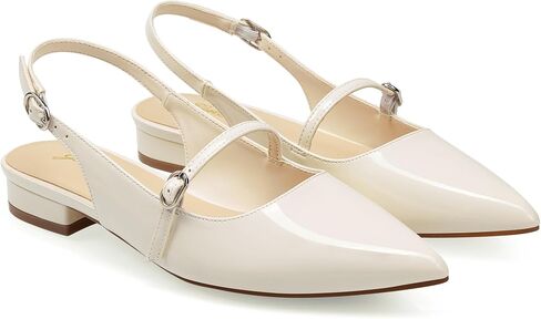 GENSHUO Slingback Flats for Women Pointed Toe Low Heel Adjustable Buckle Comfortable Stylish Shoes for Dress Work Daily Travel Shopping Dating in Kuwait