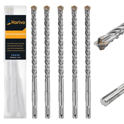 5-Pack 3/8" x 8" SDS Plus Rotary Hammer Drill Bits, Carbide Cross Tip Concrete Drill Bit Set for Masonry, Brick, Stone, Heavy Duty Slotted Drive System Bits in Kuwait