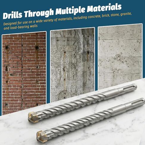 5-Pack 3/8" x 8" SDS Plus Rotary Hammer Drill Bits, Carbide Cross Tip Concrete Drill Bit Set for Masonry, Brick, Stone, Heavy Duty Slotted Drive System Bits in Kuwait