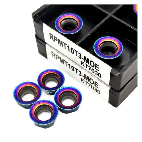 Indexable Lathe Carbide Insert 10PCS RPMT10T3MOE KT7030 Hard Alloy External Turning Tool Holder Boring Bar in Kuwait