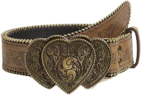 Women's Western Belt Vintage Studded Floral Leather Belts for Jeans Pant Dress in Saudi Arabia