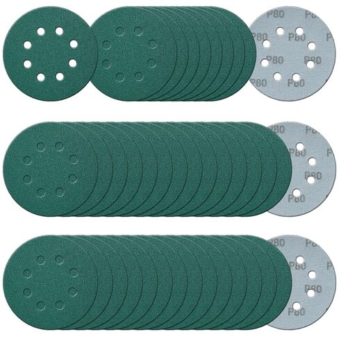 50Pcs 5 Inch 8-Hole Zirconia Sanding Discs, Polyester Film Sandpaper | 400 600 800 1000 1500 Grit Heavy-Duty Hook and Loop Premium Aluminum Oxide Wet Dry Sand Paper for Random Orbital Sander in Kuwait