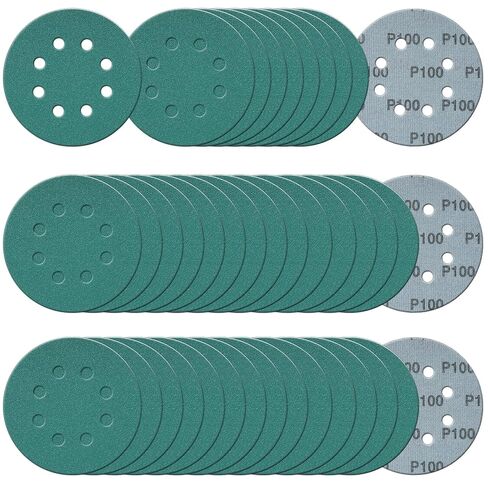 50Pcs 5 Inch 8-Hole Zirconia Sanding Discs, Polyester Film Sandpaper | 400 600 800 1000 1500 Grit Heavy-Duty Hook and Loop Premium Aluminum Oxide Wet Dry Sand Paper for Random Orbital Sander in Kuwait