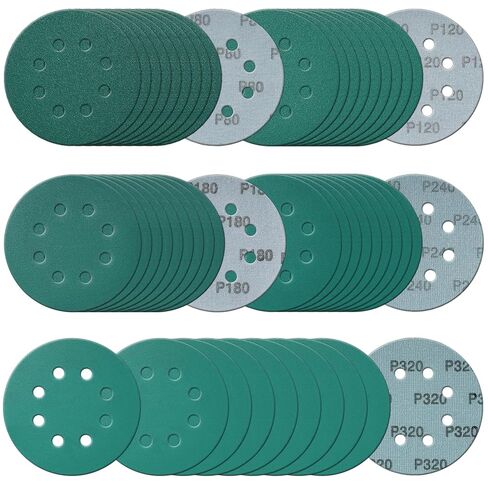 50Pcs 5 Inch 8-Hole Zirconia Sanding Discs, Polyester Film Sandpaper | 400 600 800 1000 1500 Grit Heavy-Duty Hook and Loop Premium Aluminum Oxide Wet Dry Sand Paper for Random Orbital Sander in Kuwait