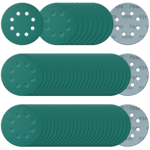 50Pcs 5 Inch 8-Hole Zirconia Sanding Discs, Polyester Film Sandpaper | 400 600 800 1000 1500 Grit Heavy-Duty Hook and Loop Premium Aluminum Oxide Wet Dry Sand Paper for Random Orbital Sander in Kuwait
