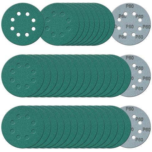 50Pcs 5 Inch 8-Hole Zirconia Sanding Discs, Polyester Film Sandpaper | 400 600 800 1000 1500 Grit Heavy-Duty Hook and Loop Premium Aluminum Oxide Wet Dry Sand Paper for Random Orbital Sander in Kuwait