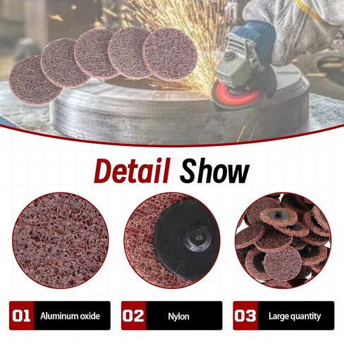 findmall 50Pcs 2 Inch Maroon Quick Change Surface Prep Conditioning Discs, Medium Grit for Cleaning, Finishing and Deburring on All Metals in Kuwait