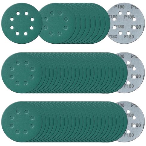50Pcs 5 Inch 8-Hole Zirconia Sanding Discs, Polyester Film Sandpaper | 400 600 800 1000 1500 Grit Heavy-Duty Hook and Loop Premium Aluminum Oxide Wet Dry Sand Paper for Random Orbital Sander in Kuwait