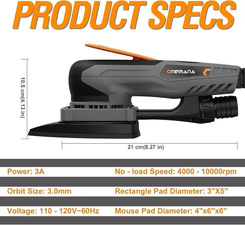2-in-1 Detail Sander & Palm Sander, Brushless Electric Orbital Sander with 4000-10000 OPM, Dust Collection, 20PCS Sandpapers for Woodworking & Tight Spaces, Ergonomic Symmetrical Design in Kuwait