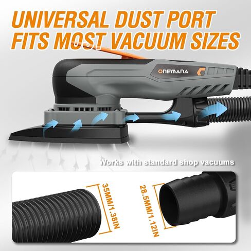 2-in-1 Detail Sander & Palm Sander, Brushless Electric Orbital Sander with 4000-10000 OPM, Dust Collection, 20PCS Sandpapers for Woodworking & Tight Spaces, Ergonomic Symmetrical Design in Kuwait