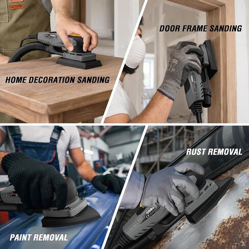 2-in-1 Detail Sander & Palm Sander, Brushless Electric Orbital Sander with 4000-10000 OPM, Dust Collection, 20PCS Sandpapers for Woodworking & Tight Spaces, Ergonomic Symmetrical Design in Kuwait