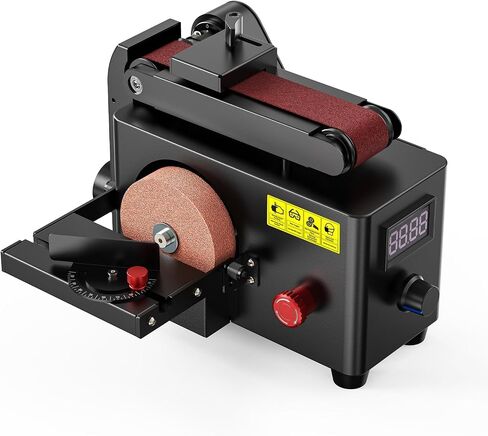 200W Multi-Function Belt & Disc Sander, 8500RPM Mini Grinding Machine | with 0-90° Adjustable Head, 32mm Dust Port Includes 10 Sanding Belts 3 Discs & Grinding Wheel for Wood, Metal DIY in Kuwait