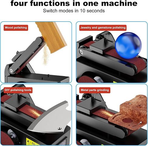 200W Multi-Function Belt & Disc Sander, 8500RPM Mini Grinding Machine | with 0-90° Adjustable Head, 32mm Dust Port Includes 10 Sanding Belts 3 Discs & Grinding Wheel for Wood, Metal DIY in Kuwait