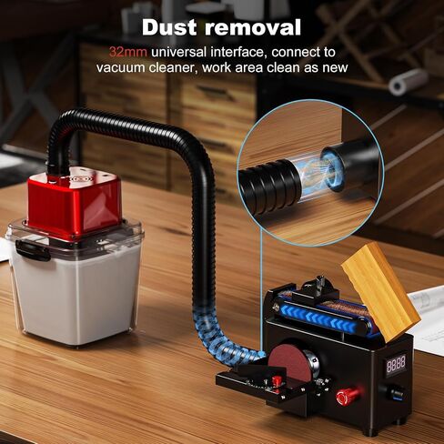 200W Multi-Function Belt & Disc Sander, 8500RPM Mini Grinding Machine | with 0-90° Adjustable Head, 32mm Dust Port Includes 10 Sanding Belts 3 Discs & Grinding Wheel for Wood, Metal DIY in Kuwait