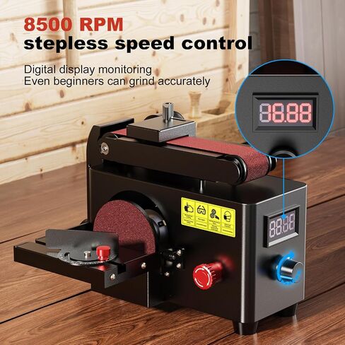 200W Multi-Function Belt & Disc Sander, 8500RPM Mini Grinding Machine | with 0-90° Adjustable Head, 32mm Dust Port Includes 10 Sanding Belts 3 Discs & Grinding Wheel for Wood, Metal DIY in Kuwait