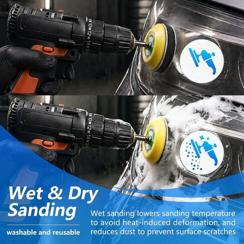 143 PCS 2 in Drill Polishing Kit 60-10000 Grit Hook and Loop Sanding Discs | Wet Dry, Hook and Loop Sanding Discs, Headlight Restoration Kit, Sandpaper Pads, Rotary Tools, for Wood, Metal, Glass in Kuwait