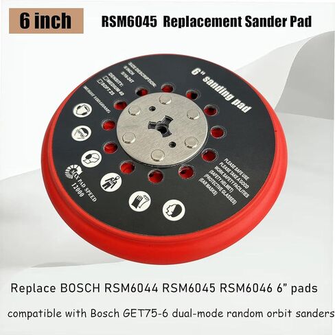 RSM6045 6 Inch Sander Pad Replacment Compatible with Bossch GET75-6 Dual-Mode Random Orbit Sander, Medium Multi Hole Sanding Pad Replace RSM6044 RSM6046 (2 pc) in Kuwait