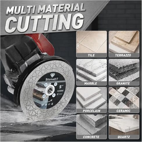 Diamond Tile Saw Blade, 5 Inch Cutting and Grinding Wheel with 5/8"-11 Flange for Porcelain Ceramic Tile Marble Granite Artificial Stone, Triangular Segment in Kuwait