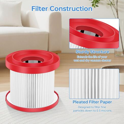Katerelis 2 Pack Washable 49-90-1900 Wet Dry Vacuum Filter, Replacement Compatible with Milwaukee M18 Vacuum 0780-20 0880-20, Includes 1 Cleaning Brush in Kuwait