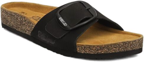 BREGID 100% Premium Leather Cork Footbed Womens Sandals Comfortable Slip On Sandals for Women with Arch Support and Classic Single Strap Design. The BREGID Sandal blends effortless comfort with understated luxury in a way that feels instantly familiar. in Kuwait