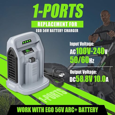 10.0A Replacement Rapid Charger for EGO 56V Battery Charger CH2100 CH3200 CH5500 CH2800D, Compatible with EGO Power+ 56V ARC Lithium Batteries BA1400T BA2242T BA2800T BA3360T in Kuwait