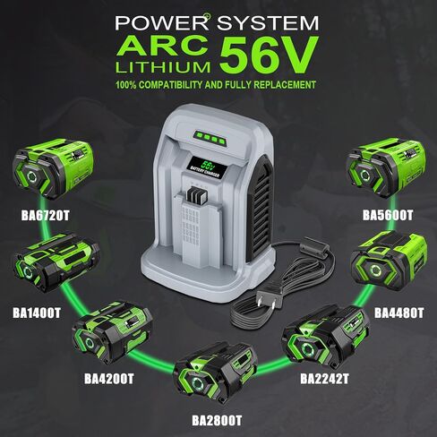 10.0A Replacement Rapid Charger for EGO 56V Battery Charger CH2100 CH3200 CH5500 CH2800D, Compatible with EGO Power+ 56V ARC Lithium Batteries BA1400T BA2242T BA2800T BA3360T in Kuwait