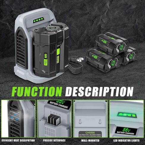 10.0A Replacement Rapid Charger for EGO 56V Battery Charger CH2100 CH3200 CH5500 CH2800D, Compatible with EGO Power+ 56V ARC Lithium Batteries BA1400T BA2242T BA2800T BA3360T in Kuwait