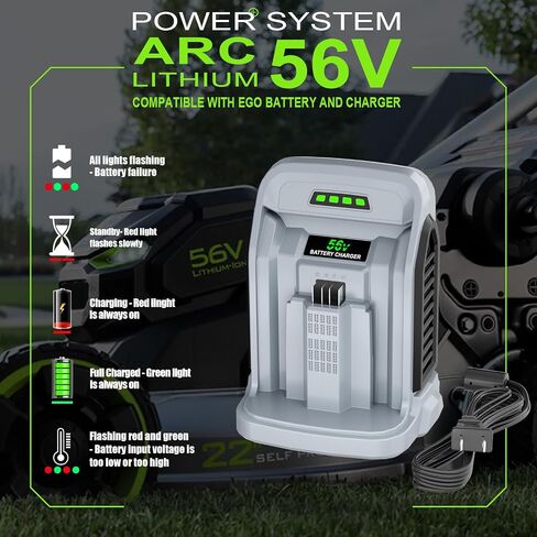 10.0A Replacement Rapid Charger for EGO 56V Battery Charger CH2100 CH3200 CH5500 CH2800D, Compatible with EGO Power+ 56V ARC Lithium Batteries BA1400T BA2242T BA2800T BA3360T in Kuwait