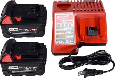 48-59-1840 M18 RED LITHIUM XC 4.0 Ah Batteries (2) + 48-59-1812 M12 and M18 Multi Voltage Charger kit in Kuwait