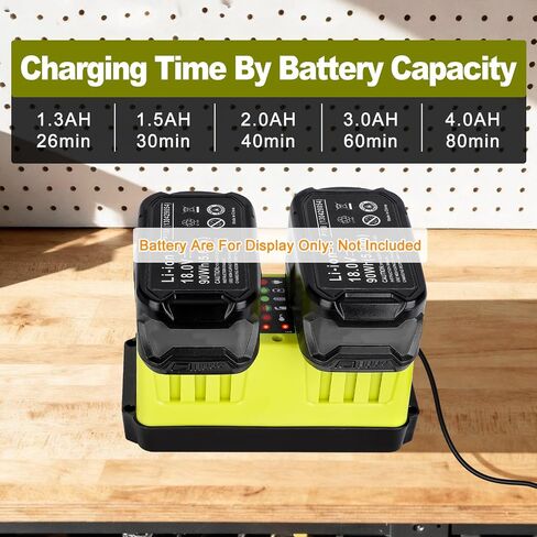 Rapid Charger Station 2 Port Compatible with Ryobi 18V Battery, Multi Tools Super Fast Charger Station Replacement for Ryobi 18V Chargers [ Battery Not Included ] in Kuwait