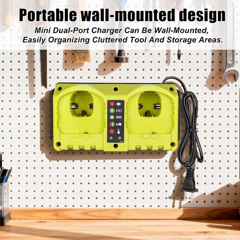 Rapid Charger Station 2 Port Compatible with Ryobi 18V Battery, Multi Tools Super Fast Charger Station Replacement for Ryobi 18V Chargers [ Battery Not Included ] in Kuwait