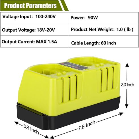 Rapid Charger Station 2 Port Compatible with Ryobi 18V Battery, Multi Tools Super Fast Charger Station Replacement for Ryobi 18V Chargers [ Battery Not Included ] in Kuwait