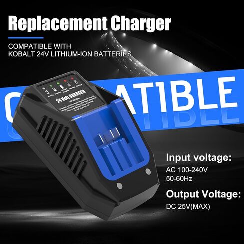 Replacement for Kobalt 24V Battery Charger - 3A Fast Charging with Multi-Protection, Wall-Mountable & LED Indicator, Fits for Kobalt 24V Power Tools in Kuwait