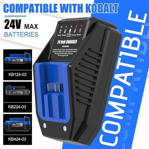 Replacement for Kobalt 24V Battery Charger - 3A Fast Charging with Multi-Protection, Wall-Mountable & LED Indicator, Fits for Kobalt 24V Power Tools in Kuwait