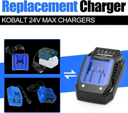 Replacement for Kobalt 24V Battery Charger - 3A Fast Charging with Multi-Protection, Wall-Mountable & LED Indicator, Fits for Kobalt 24V Power Tools in Kuwait