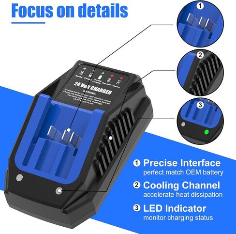 Replacement for Kobalt 24V Battery Charger - 3A Fast Charging with Multi-Protection, Wall-Mountable & LED Indicator, Fits for Kobalt 24V Power Tools in Kuwait