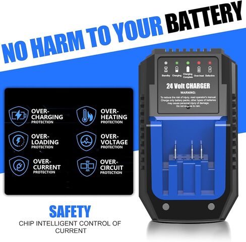 Replacement for Kobalt 24V Battery Charger - 3A Fast Charging with Multi-Protection, Wall-Mountable & LED Indicator, Fits for Kobalt 24V Power Tools in Kuwait