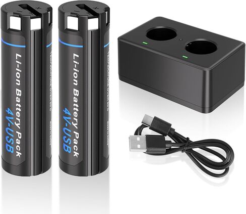4.0Ah 4V Red Lithium USB Battery Replace for Milwaukee 48-11-2131 | 2 Packs, Replacement for Milwaukee 4V Headlamp & Flashlight Battery, with 3X Faster USB Charger, High Capacity in Kuwait