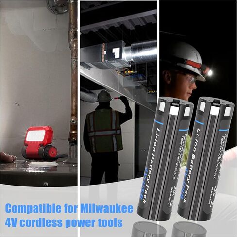4.0Ah 4V Red Lithium USB Battery Replace for Milwaukee 48-11-2131 | 2 Packs, Replacement for Milwaukee 4V Headlamp & Flashlight Battery, with 3X Faster USB Charger, High Capacity in Kuwait