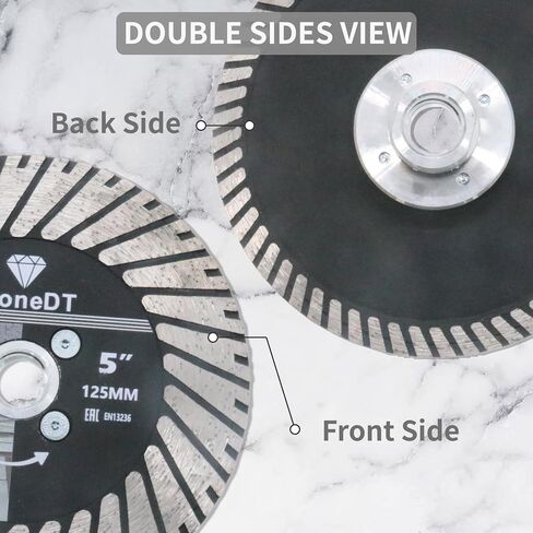 5 Inch Diamond Cutting Blades Turbo Rim Granite Cutting Disc, Saw Blades Two-in-One Design with 5/8"-11 Flange for Cutting or Grinding Granite Marble Concrete Brick in Kuwait