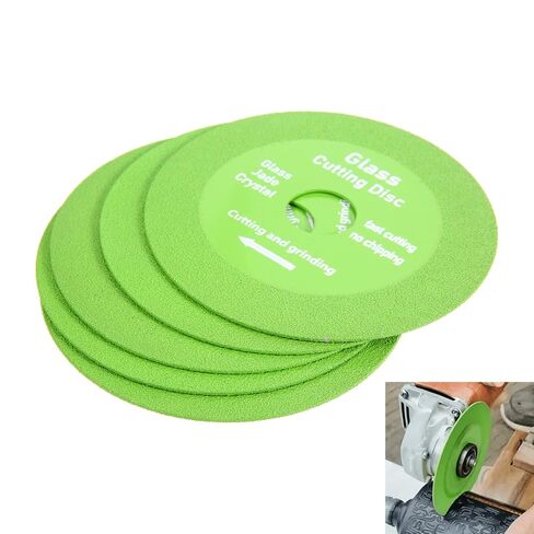 dophee 5Pcs 4.5 Inch Diamond Glass Cutting Disc for Angle Grinder | Green Ultra-Thin Saw Blade Cut Off Wheel for Smooth Cutting Grinding of Glass Jade Crystal Wine Bottles Tile Sand Width 0.6" in Kuwait