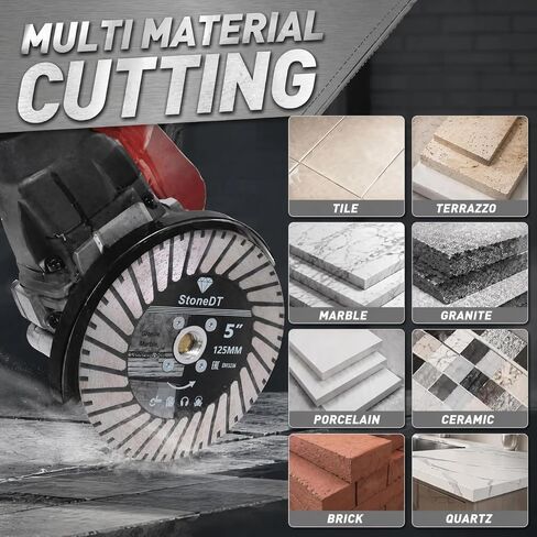 5 Inch Diamond Cutting Blades Turbo Rim Granite Cutting Disc, Saw Blades Two-in-One Design with 5/8"-11 Flange for Cutting or Grinding Granite Marble Concrete Brick in Kuwait