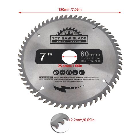 7" 60-Tooth Carbide Circular Saw Blade – for Wood and Plastic Cutting, 7000 RPM High-Speed Cutting Disc with 25.4mm Arbor in Kuwait