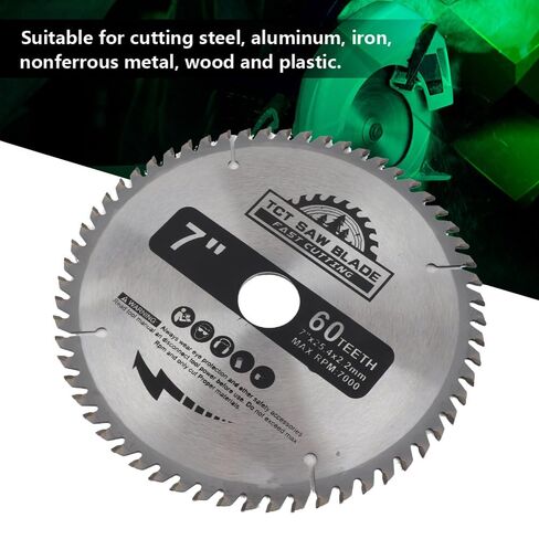 7" 60-Tooth Carbide Circular Saw Blade – for Wood and Plastic Cutting, 7000 RPM High-Speed Cutting Disc with 25.4mm Arbor in Kuwait