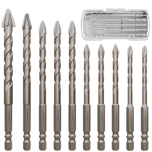 CSOOM 10PCS Latest Upgrade High Strength Eccentric Twist Drill Bit, Cross Eccentric Drill Bit, Multi-Function Drill Bit Sets, Suitable for Tiles, Glass, Marble, and Wood, etc. in Kuwait
