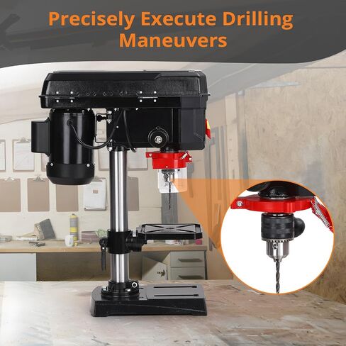 8-Inch Benchtop Drill Press, 2.5A Tabletop Drill Press with 5-Speed Adjustable Settings, 0-45° Tilting Worktable, Compact Bench Drill Press for Wood and Metal in Kuwait