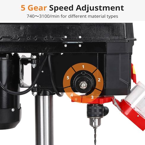 8-Inch Benchtop Drill Press, 2.5A Tabletop Drill Press with 5-Speed Adjustable Settings, 0-45° Tilting Worktable, Compact Bench Drill Press for Wood and Metal in Kuwait