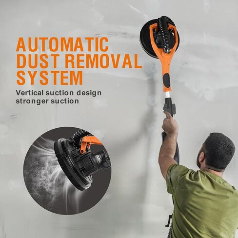 MAXXT Cordlees Drywall Sander with Vacuum Dust Collection, Brushless Electric Wall Sander with 7 Variable Speed Foldable Telescopic, Popcorn Ceiling Removal Tool, 2 Pack 4.0 Ah Battery and Charger in Kuwait